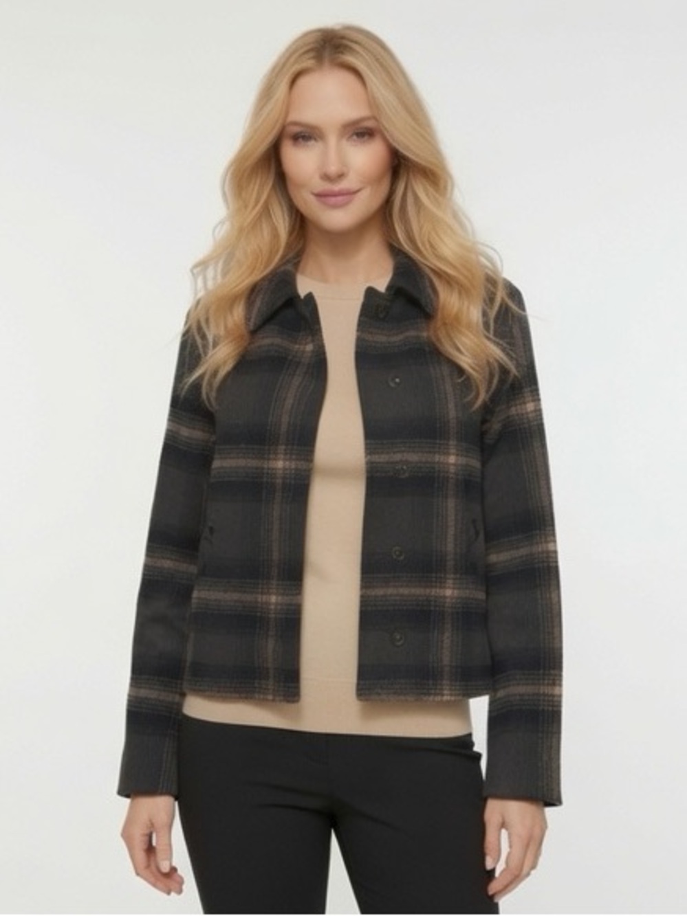 Banana Republic Gray Plaid Shirt Jacket Size S